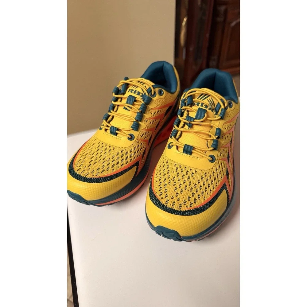 RBX Active Men's Running Shoes US 7 Yellow Orange Teal Athletic Sneakers Mesh